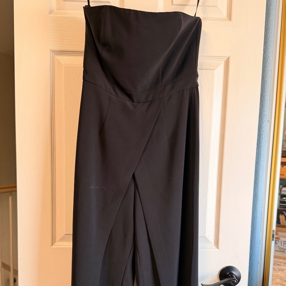 White House Black Market | Black Strapless Jumpsuit | Size 6 | Wide Leg